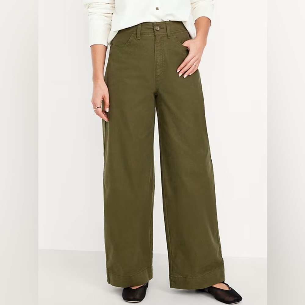NWT! Old Navy Conifer Green Extra High-Waisted Mariner Wide-Leg Pants 🩷 #683294